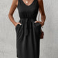 V-Neck Curved Hem Sleeveless Dress