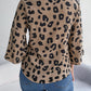 Tied Button Up Leopard V-Neck Blouse