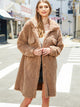 Texture Button Up Dropped Shoulder Coat Camel