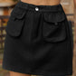 Pocketed Elastic Waist Denim Skirt