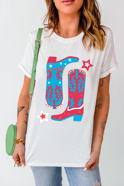 Boots Round Neck Short Sleeve T-Shirt White
