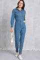Snap Down Denim Jumpsuit with Pockets Medium