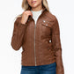 YMI Removable Faux Layered Multi-Pocket Jacket with Fuzzy Hood