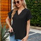 Notched Neck Cuffed Sleeve Shirt