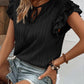 Ruffled Tie Neck Cap Sleeve Blouse