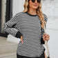 Striped Round Neck Long Sleeve Sweatshirt