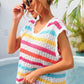 Striped V-Neck Slit Cover Up