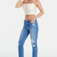 BAYEAS Full Size Mid Waist Distressed Ripped Straight Jeans