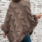 Fuzzy Hem Cable-Knit Poncho