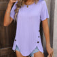 Mandy Decorative Button Round Neck Short Sleeve Blouse