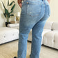 Judy Blue Full Size Mid Rise Distressed Straight Jeans