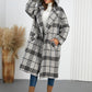 Plaid Double-Breasted Long Sleeve Longline Coat