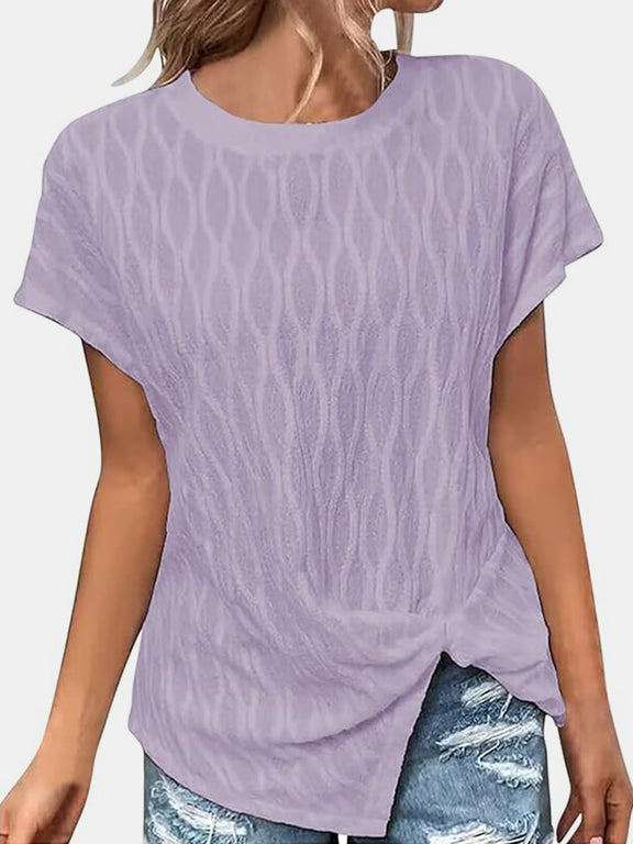 Full Size Round Neck Short Sleeve T-Shirt Lavender