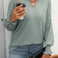 Mandy Textured Notched Lantern Sleeve T-Shirt