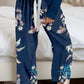 Round Neck Top and Printed Pants Lounge Set