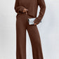 Mock Neck Dropped Shoulder Top and Pants Set