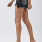 RISEN Raw Hem Asymmetrical Waist Denim Shorts