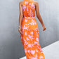 Printed Sleeveless Tie Waist Maxi Dress