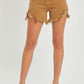 RISEN High Waist Frayed Hem Denim Shorts