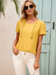 Ivy Lane Frill Round Neck Short Sleeve Blouse Yellow