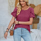 Frill Round Neck Petal Sleeve Blouse