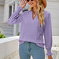 Notched Flounce Sleeve Eyelet Top