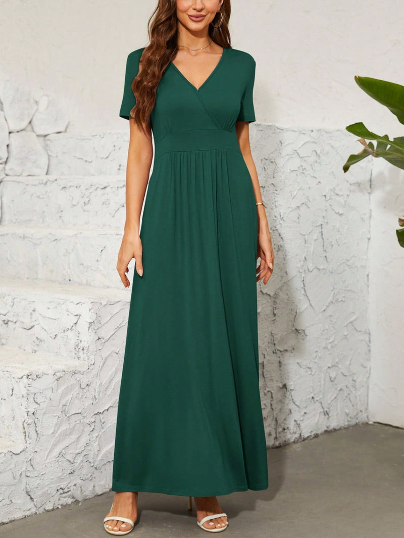 Surplice Short Sleeve Maxi Dress