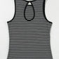 Cutout Striped Round Neck Tank