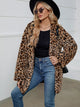 Fuzzy Leopard Hooded Long Sleeve Jacket Leopard