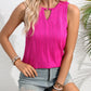 Textured Cutout Round Neck Tank