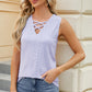 Eyelet Crisscross V-Neck Tank