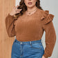 Plus Size Ruffled Round Neck Long Sleeve T-Shirt