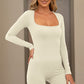 Square Neck Long Sleeve Active Romper