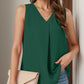 Full Size Ruched V-Neck Tank