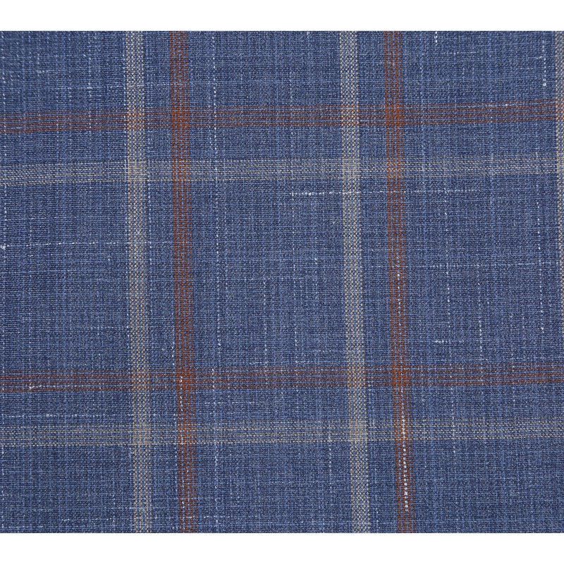 EL72-62-400 Light Steel Blue with Orange Check Wool Suit
