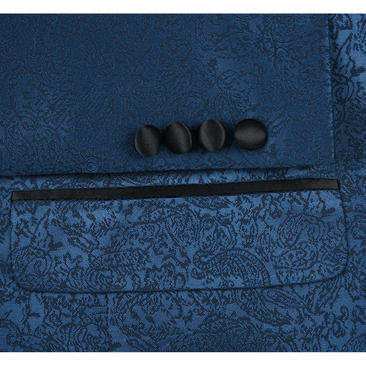 290-4 Men's Slim Fit Peak Lapel Tuxedo Blazer With Embroidered Pattern