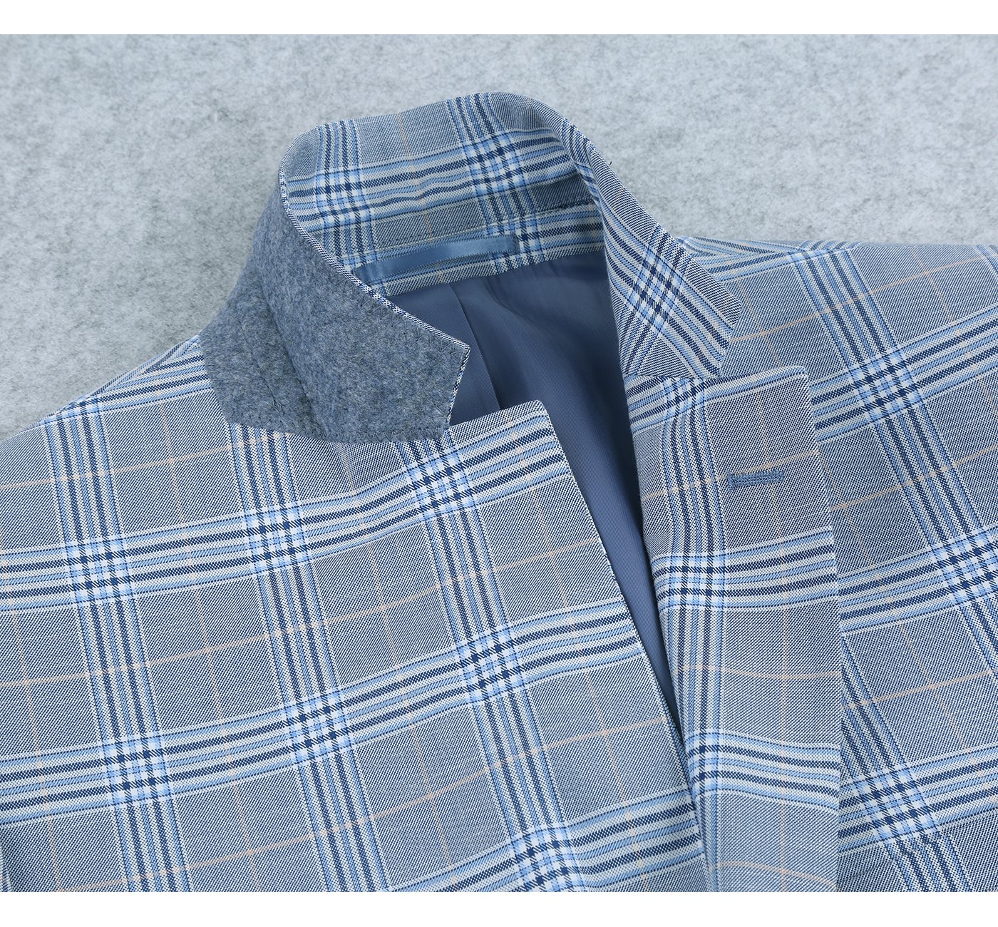 293-3 Men's 2-Piece Slim Fit Notch Lapel Stretch Windowpane Suit