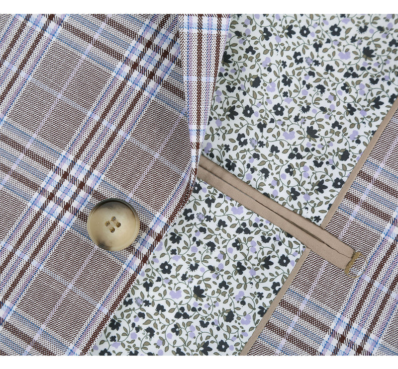 292-7 Men's Slim Fit 2-Piece Single Breasted Check Dress Suit