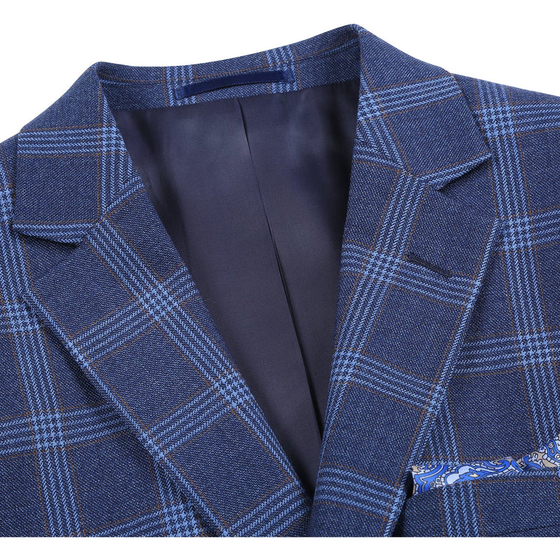 567-5 Men's New Slim Fit Wool Blazer BLUE L44 New Slim Fit
