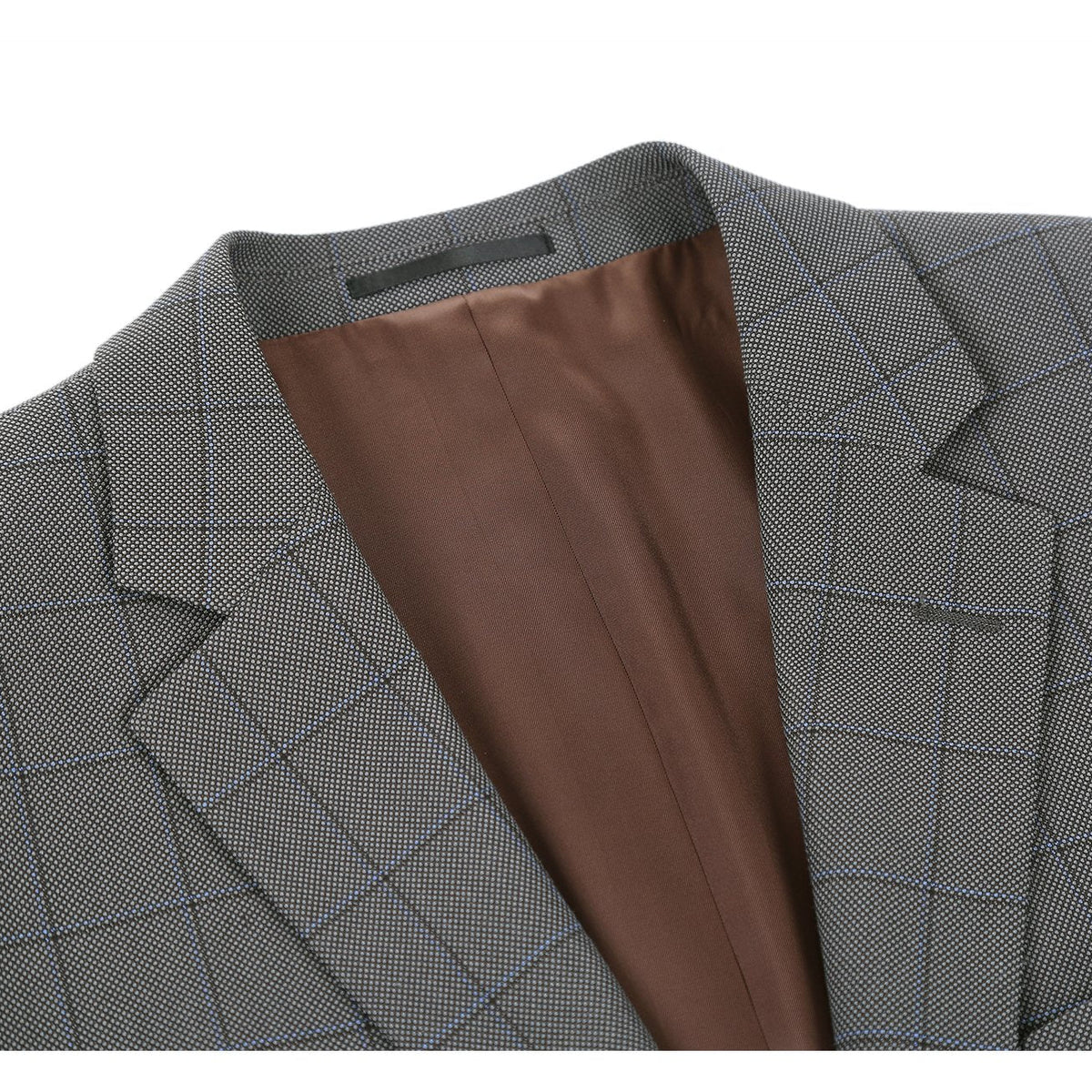 292-2 Men's Two Piece Classic Fit Windowpane Check Dress Suit