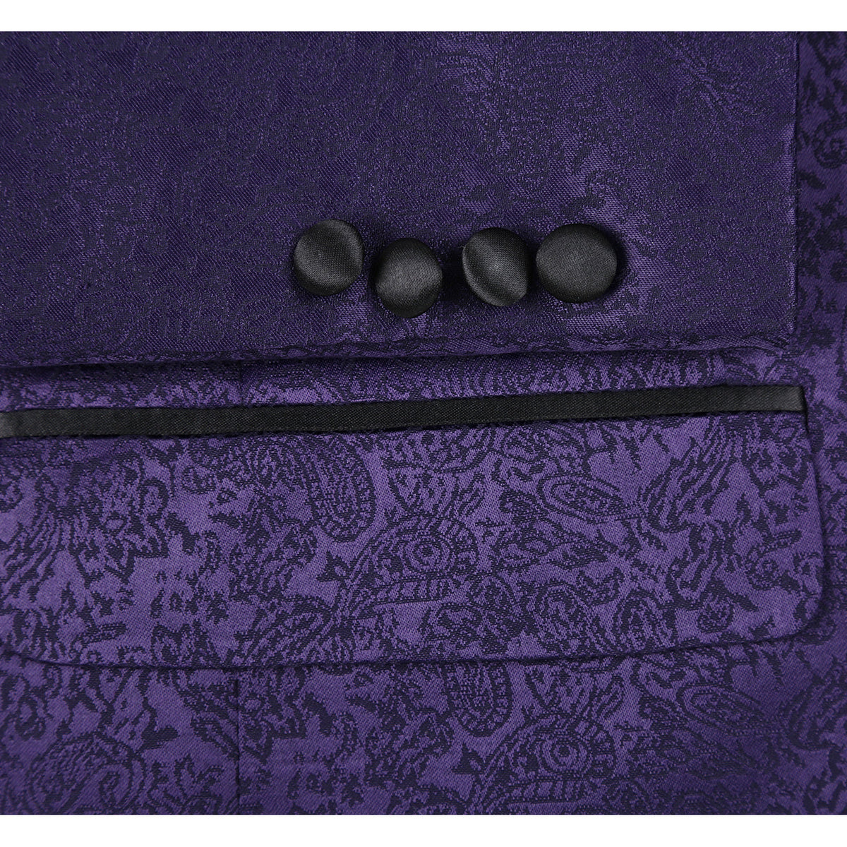 290-3 Men's Slim Fit Peak Lapel Tuxedo Blazer With Embroidered Pattern