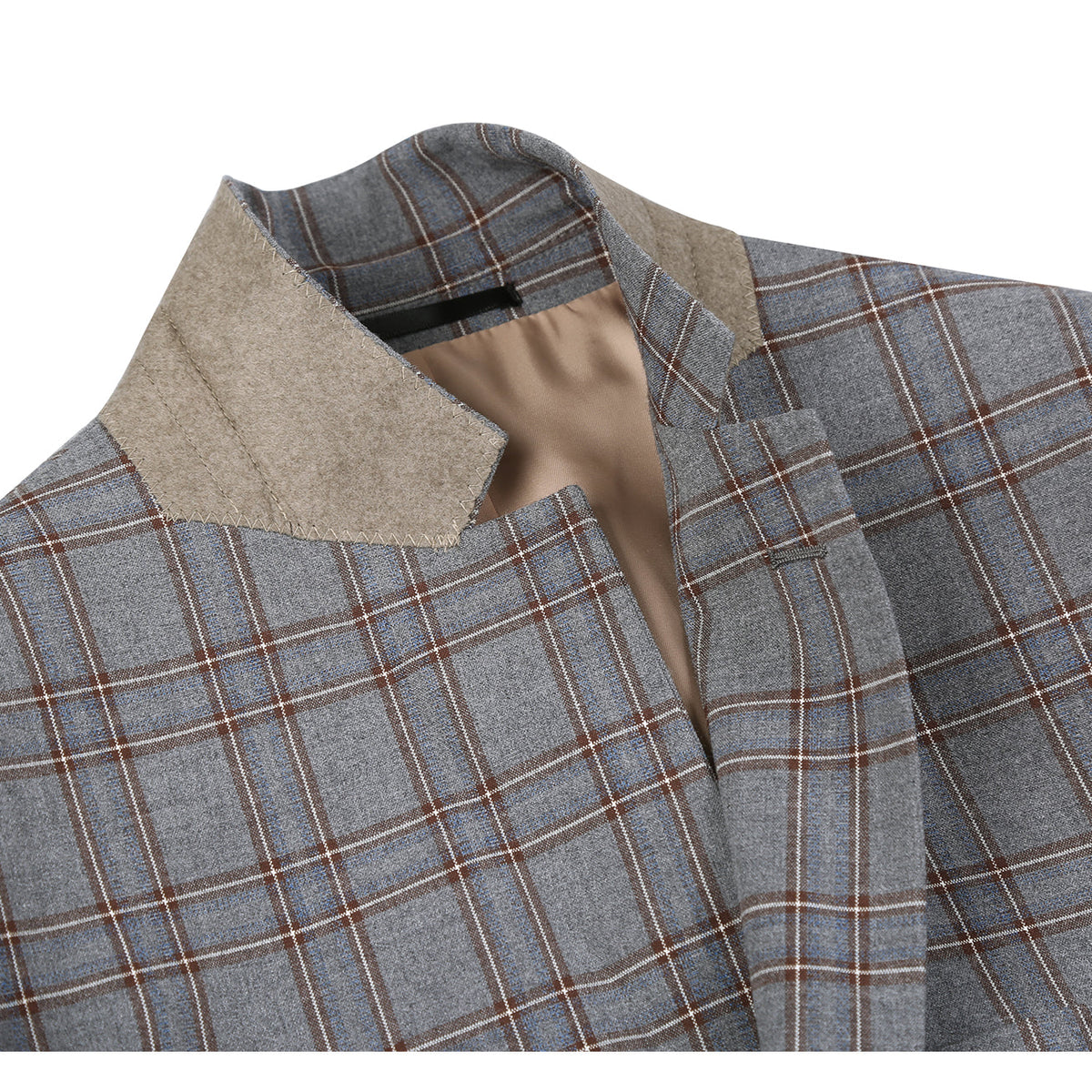 293-7 Men's Two Piece Slim Fit Stretch Windowpane Check Dress Suit