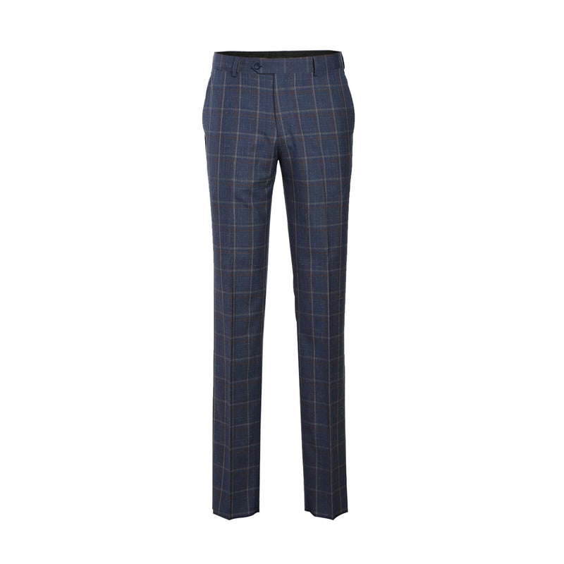 EL72-62-400 Light Steel Blue with Orange Check Wool Suit
