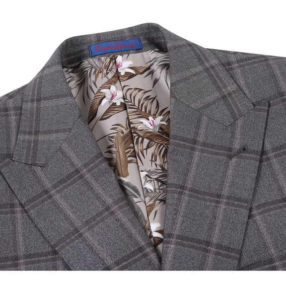 22-50-092EL Double-breasted Gray Check Suit