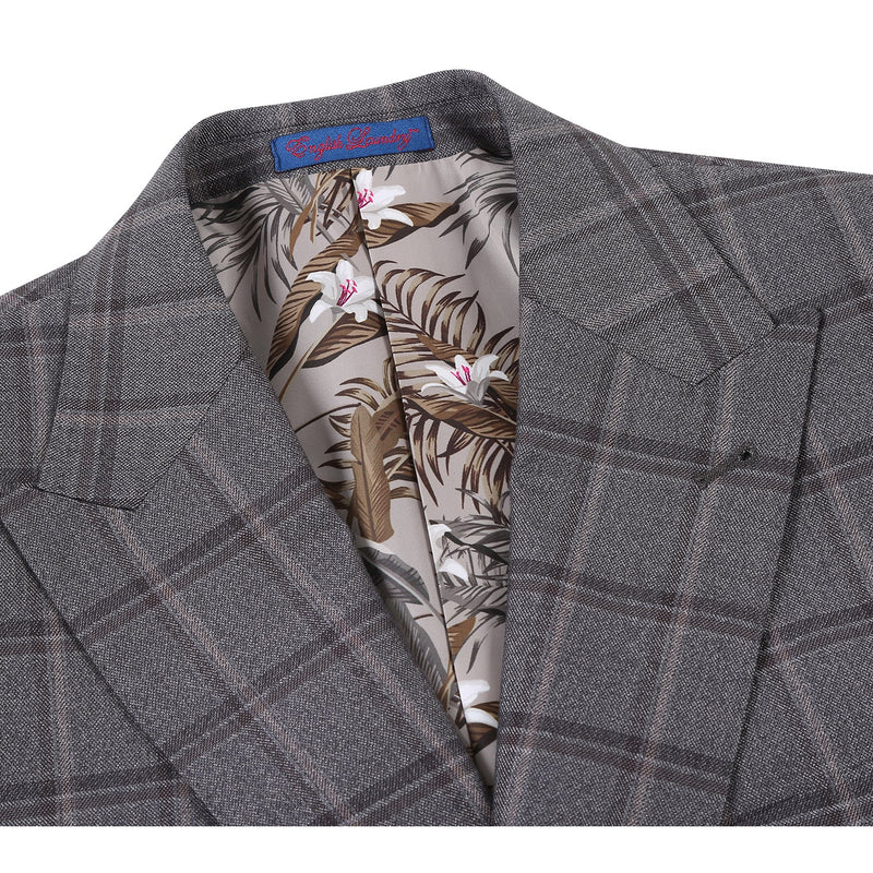 22-50-092EL Double-breasted Gray Check Suit