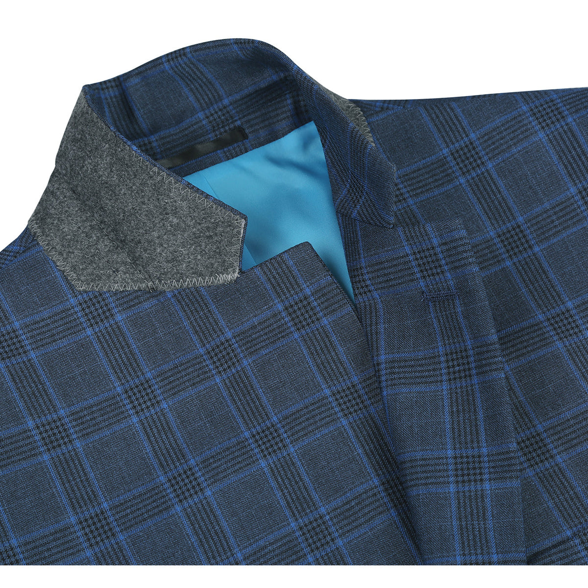 293-6 Men's Two Piece Classic Fit Windowpane Check Dress Suit