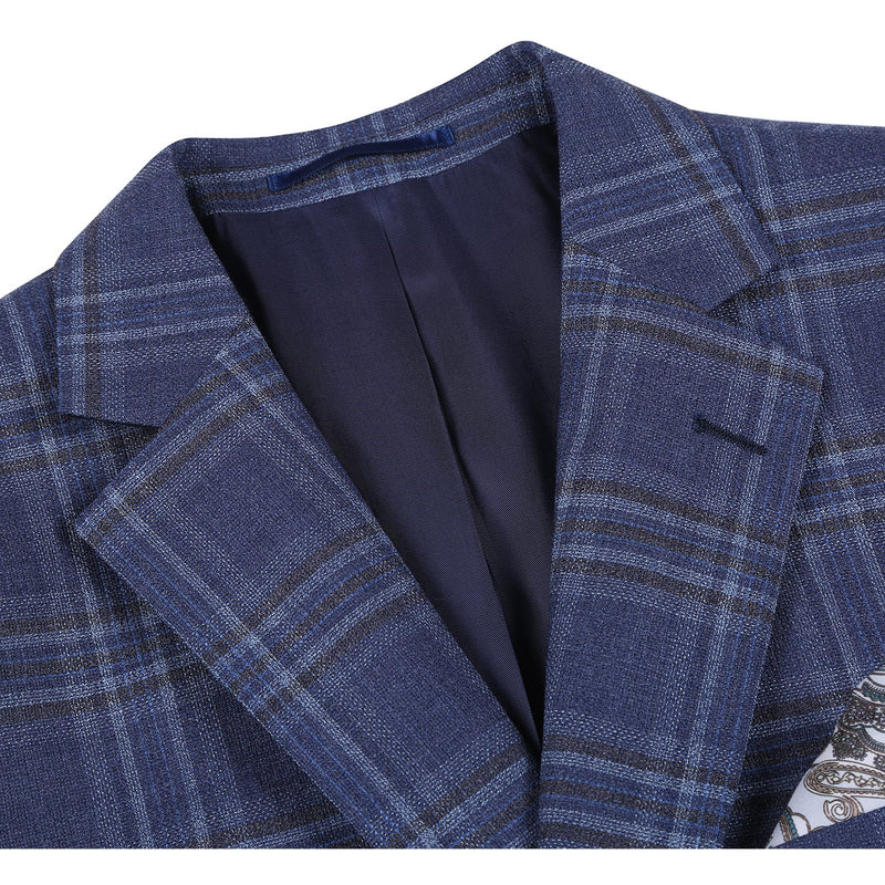 567-17 Men's New Slim Fit Wool Blazer NAVY L44 New Slim Fit