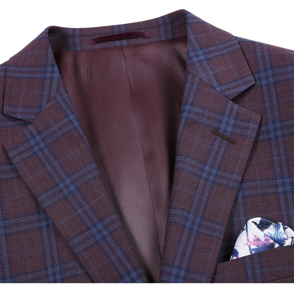 567-9 Men's Classic Fit Wool Blazer PURPLE L44 Classic Fit