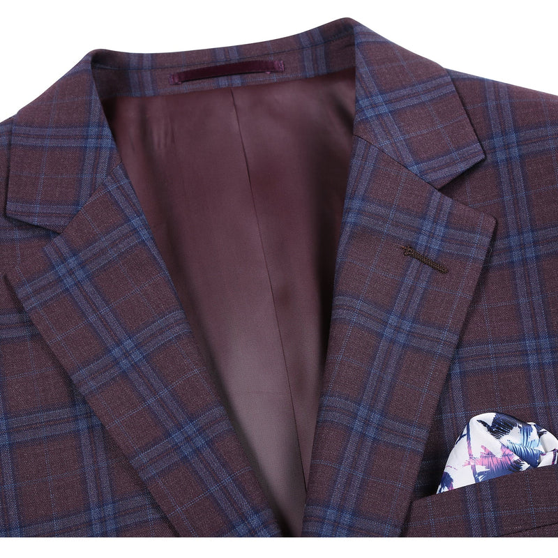 567-9 Men's Classic Fit Wool Blazer PURPLE L44 Classic Fit