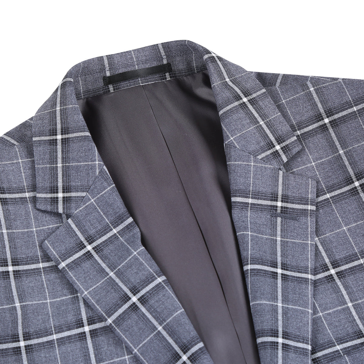 293-14 Men's Classic Fit Single Breasted Grey & White Check Suits
